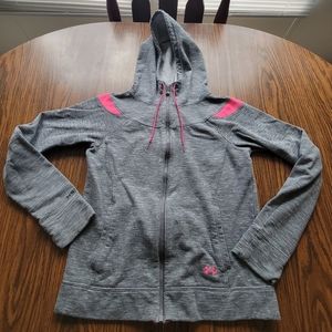 Under Armour Gray Zip-Up Hoodie with Pink Accents
